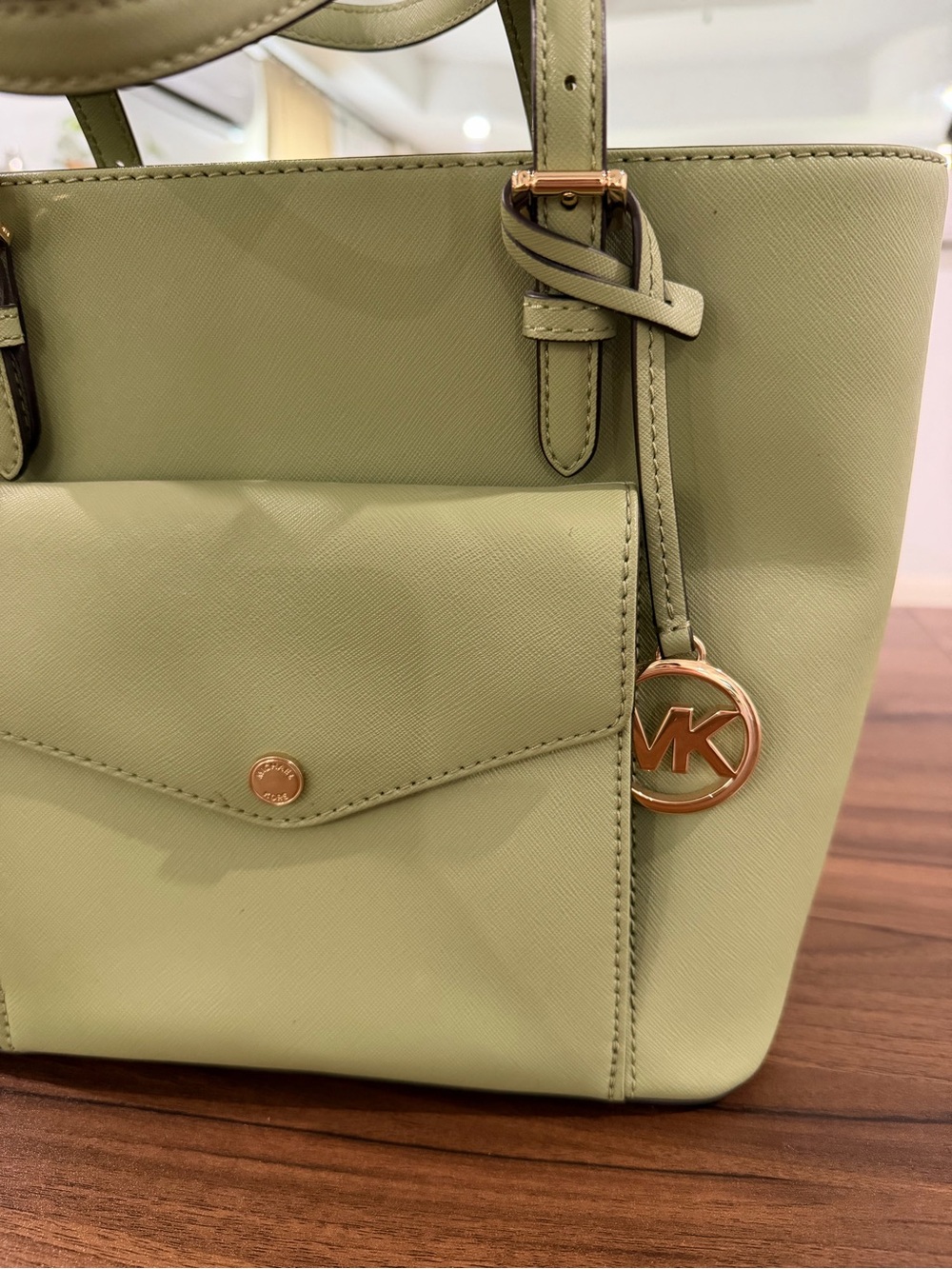 Michael Kors Jet Set Multifunction Medium Pocket Tote Bag Light Sage Green /Gold - Picture 12 of 12